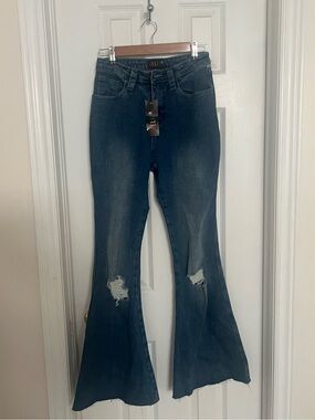 NWT dELiA*s x Dollskill Dark Wash Flared Bell Bottom Denim Jeans